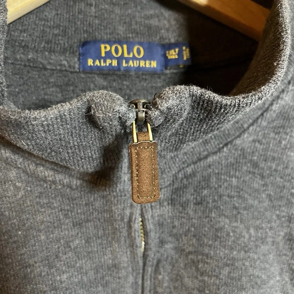 Polo Ralph Lauren Men's‎ 2XLT Tall Dark Gray 1/4 Zip Pullover Maroon Pony